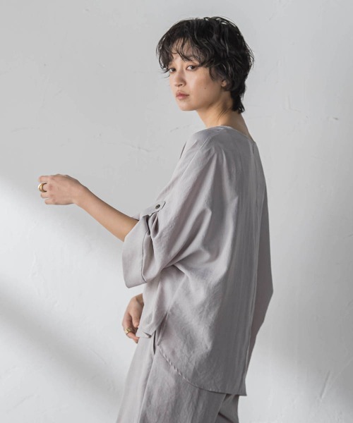MAYSON GREY(メイソングレイ)の「【一瞬で楽とキレイを叶える】タンブラーブッチャーロールアップブラウス≪セットアップ対応≫(シャツ/ブラウス・レディース・イエロー/ブラウン/ブラック/ベージュ・M)」の12枚目の写真
