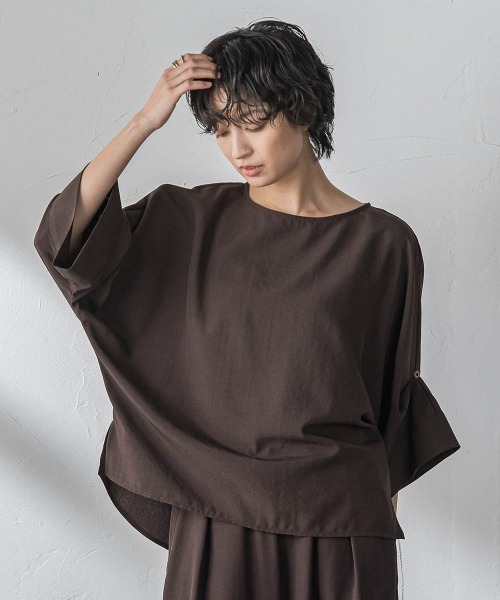 MAYSON GREY(メイソングレイ)の「【一瞬で楽とキレイを叶える】タンブラーブッチャーロールアップブラウス≪セットアップ対応≫(シャツ/ブラウス・レディース・イエロー/ブラウン/ブラック/ベージュ・M)」の17枚目の写真