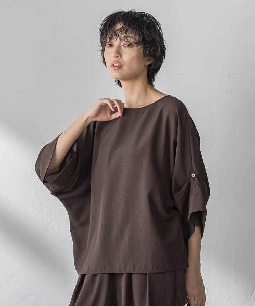 MAYSON GREY(メイソングレイ)の「【一瞬で楽とキレイを叶える】タンブラーブッチャーロールアップブラウス≪セットアップ対応≫(シャツ/ブラウス・レディース・イエロー/ブラウン/ブラック/ベージュ・M)」の19枚目の写真