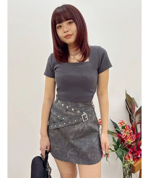 EVRIS(エヴリス)の「サイドビジューチェーントップス(Tシャツ/カットソー・レディース・ピンク/ブラック/グレー/ホワイト・FREE)」の13枚目の写真