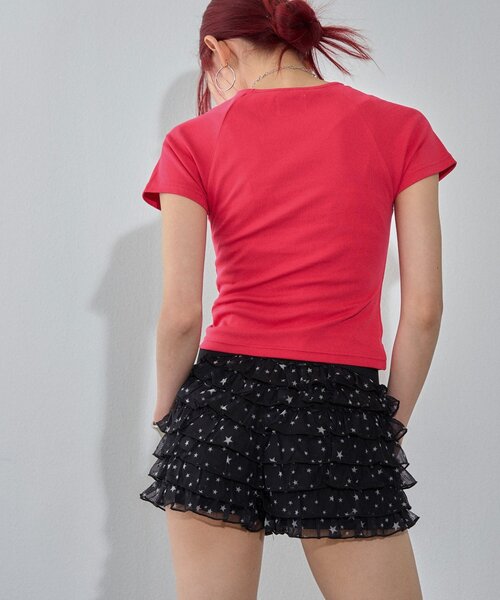 WHO'S WHO gallery（フーズフーギャラリー）の「【WEB限定カラーあり】デフォルメレースロゴチビT（Tシャツ/カットソー・レディース・ピンク/オフホワイト/イエロー/サックスブルー/ブラック/ミント/ダークブラウン/ホワイト系その他・FREE）」の21枚目の写真
