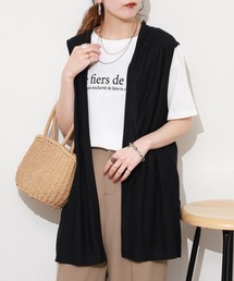 Ree&Mee 2点セット TR裏天竺 ジレベスト & TC天竺 プリントTシャツ アンサンブル