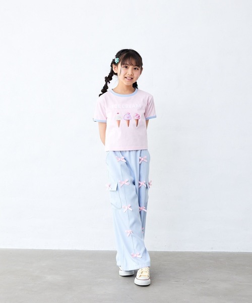 Fluffy BROTHERS（フラッフィーブラザーズ）の「リボン付きカーゴパンツ（カーゴパンツ・キッズ・ラベンダー/サックスブルー・90㎝/100cm/110cm/120cm/130cm/140cm/150cm/160cm）」の3枚目の写真