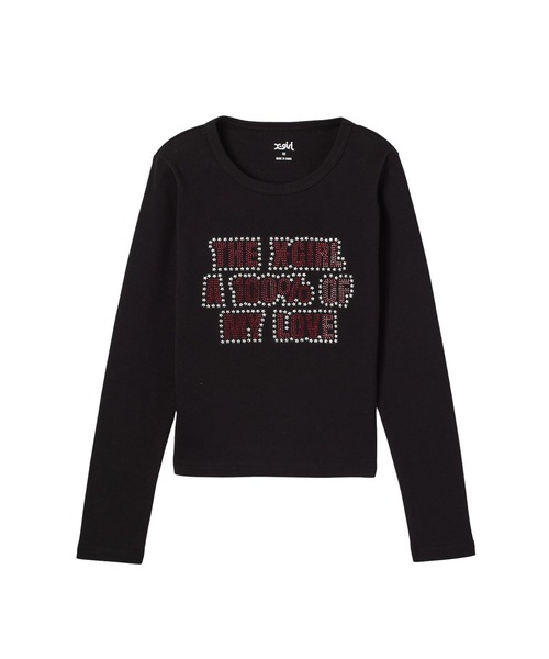 X-girl（エックスガール）の「STAR AND LOGO L/S BABY TEE（Tシャツ/カットソー・レディース・ブラック/ホワイト/オリーブ・S/M）」の3枚目の写真