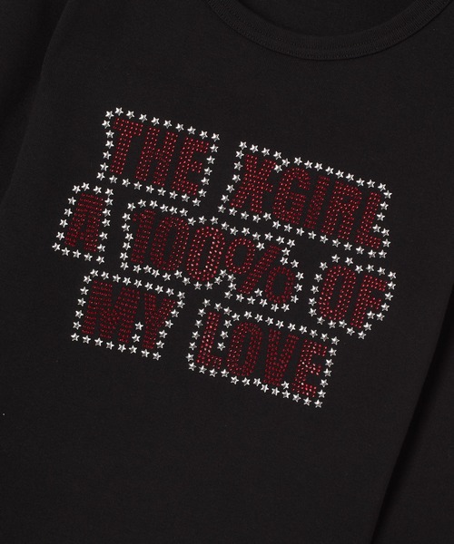 X-girl（エックスガール）の「STAR AND LOGO L/S BABY TEE（Tシャツ/カットソー・レディース・ブラック/ホワイト/オリーブ・S/M）」の6枚目の写真