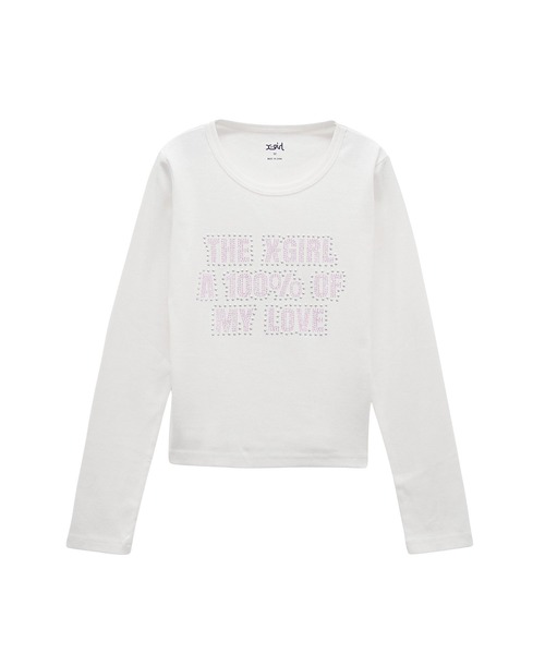X-girl（エックスガール）の「STAR AND LOGO L/S BABY TEE（Tシャツ/カットソー・レディース・ブラック/ホワイト/オリーブ・S/M）」の13枚目の写真