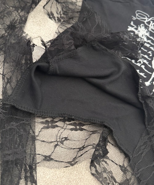 SHEPP(シープ)の「アシンメトリーティアードレース切替プリント半袖Tシャツ(Tシャツ/カットソー・レディース・ブラック/ホワイト・M/S)」の18枚目の写真