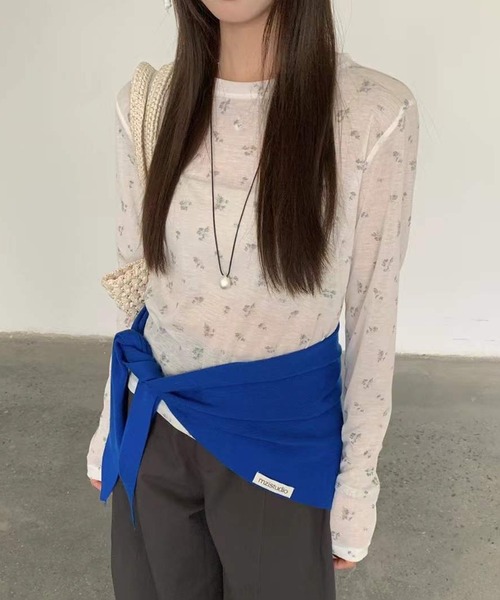 Chiina(チーナ)の「Chiina/ロングスリーブシアートップス(Tシャツ/カットソー・レディース・D/B/A/C・FREE)」の4枚目の写真