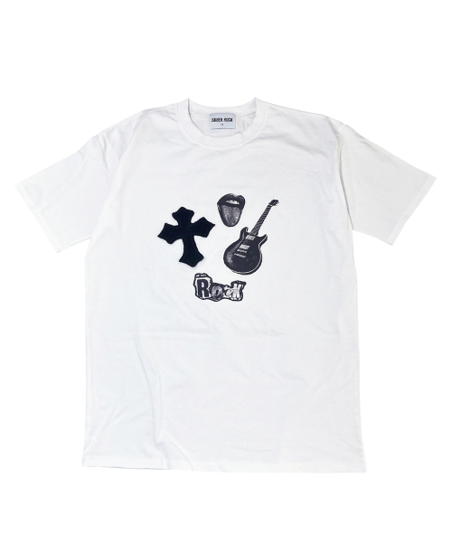 SK8ER ROCK(スケーターロック)の「Rock Cross Collage T-Shirt ((White))(Tシャツ/カットソー・レディース・その他・SMALL/MEDIUM/LARGE)」の1枚目の写真