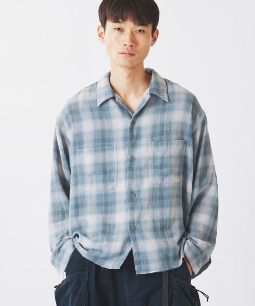 JOURNAL STANDARD relume(ジャーナルスタンダード レリューム)の「TCガーゼ オンブレチェック シャツ(シャツ/ブラウス・メンズ・ブラック/キャメル/グリーン・MEDIUM/LARGE)」の1枚目の写真