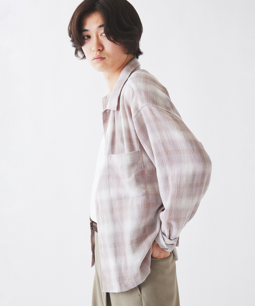 JOURNAL STANDARD relume(ジャーナルスタンダード レリューム)の「TCガーゼ オンブレチェック シャツ(シャツ/ブラウス・メンズ・ブラック/キャメル/グリーン・MEDIUM/LARGE)」の7枚目の写真