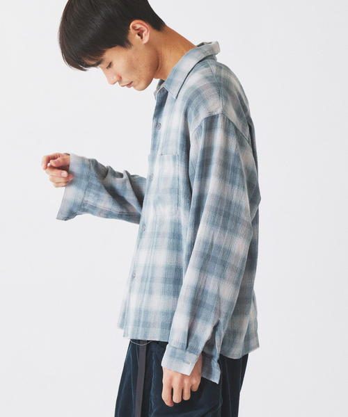 JOURNAL STANDARD relume(ジャーナルスタンダード レリューム)の「TCガーゼ オンブレチェック シャツ(シャツ/ブラウス・メンズ・ブラック/キャメル/グリーン・MEDIUM/LARGE)」の13枚目の写真