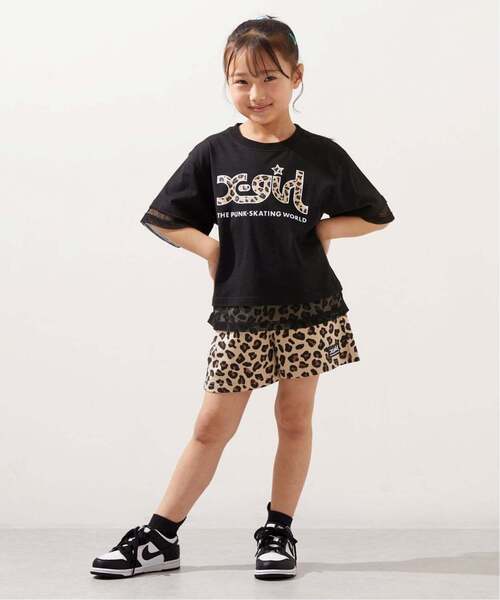 X-girl Stages(エックスガールステージス)の「メッシュロゴ半袖Tシャツ+総柄ショートパンツ セット(セットアップ・キッズ・ブラック/ラベンダー/オフホワイト・80cm/100cm/120cm/130cm/140cm/90cm/110cm)」の1枚目の写真