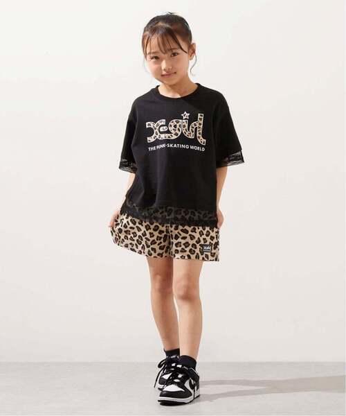 X-girl Stages(エックスガールステージス)の「メッシュロゴ半袖Tシャツ+総柄ショートパンツ セット(セットアップ・キッズ・ブラック/ラベンダー/オフホワイト・80cm/100cm/120cm/130cm/140cm/90cm/110cm)」の5枚目の写真