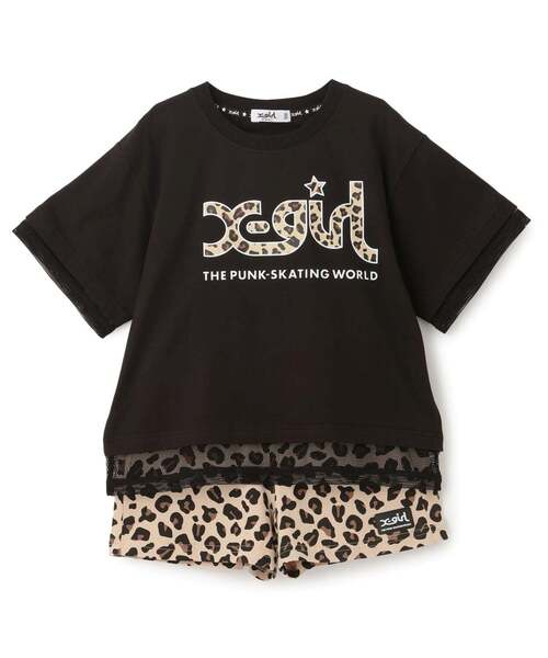 X-girl Stages(エックスガールステージス)の「メッシュロゴ半袖Tシャツ+総柄ショートパンツ セット(セットアップ・キッズ・ブラック/ラベンダー/オフホワイト・80cm/100cm/120cm/130cm/140cm/90cm/110cm)」の9枚目の写真