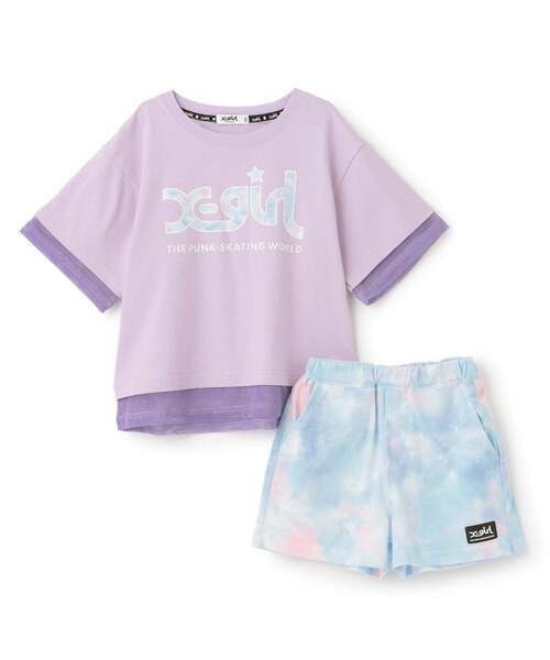 X-girl Stages(エックスガールステージス)の「メッシュロゴ半袖Tシャツ+総柄ショートパンツ セット(セットアップ・キッズ・ブラック/ラベンダー/オフホワイト・80cm/100cm/120cm/130cm/140cm/90cm/110cm)」の11枚目の写真