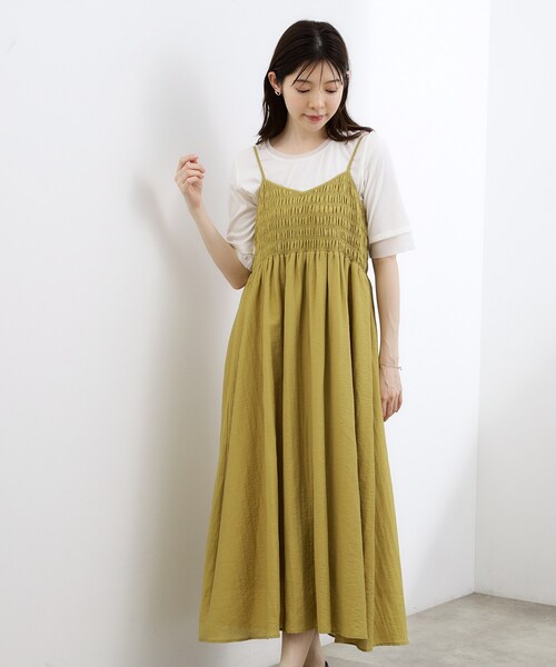 grove(グローブ)の「【洗える】大人のシャーリングキャミワンピース(ワンピース・レディース・ブラック/こしょう色系6/ネイビー系・02/03/01/04/05)」の3枚目の写真