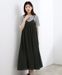 grove | 【洗える】大人のシャーリングキャミワンピース(ワンピース)