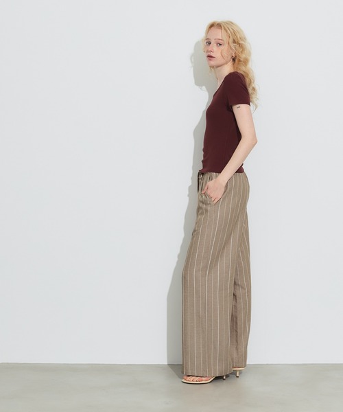 coca（coca）（コカ）の「リネンライクストライプパンツ（その他パンツ・レディース・ブラウン/ライトベージュ・L/M/S）」の8枚目の写真