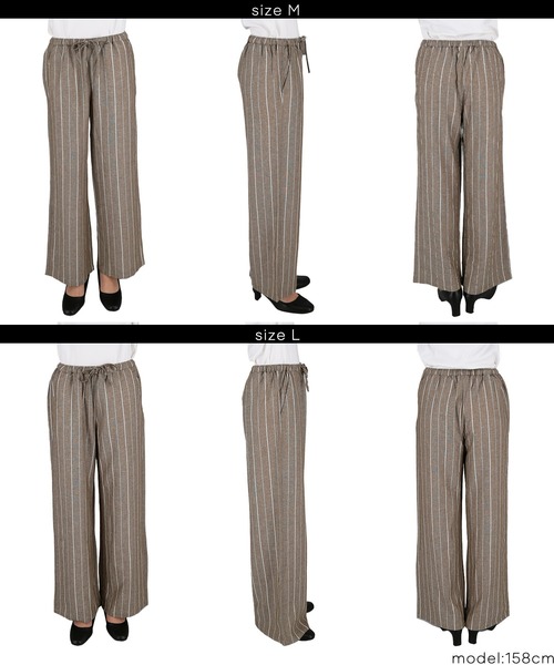 coca（coca）（コカ）の「リネンライクストライプパンツ（その他パンツ・レディース・ブラウン/ライトベージュ・L/M/S）」の16枚目の写真