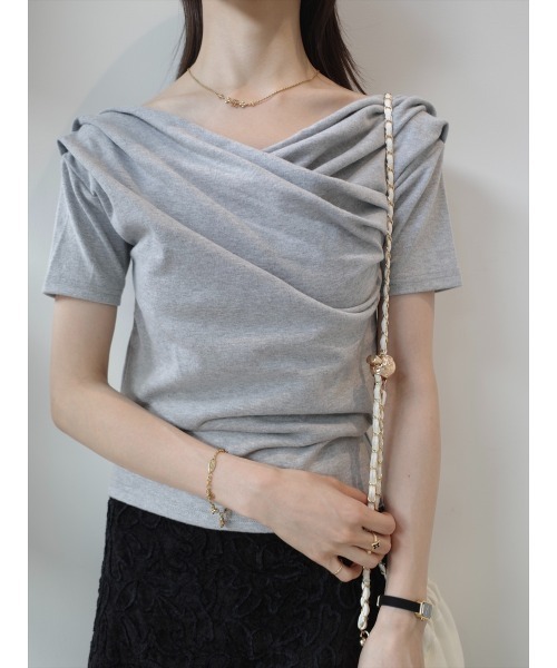 amel(エイメル)の「ドレープデザインハーフスリーブトップス | グレー(Tシャツ/カットソー・レディース・グレー・FREE)」の20枚目の写真