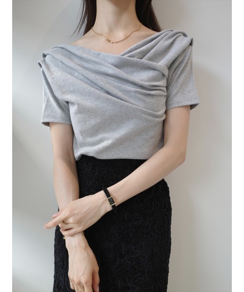 amel(エイメル)の「ドレープデザインハーフスリーブトップス | グレー(Tシャツ/カットソー・レディース・グレー・FREE)」の18枚目の写真