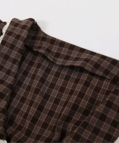 LA POMME petit(ラポミ・プチ)の「Coffee Plaid Waisted One Piece(ワンピース・レディース・ブラウン・FREE)」の2枚目の写真