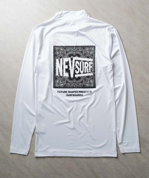 NEV（ネブ）の「メンズ ラッシュガード 水着 半袖 プリント ロゴ バックプリント ネブサーフ NEV（Tシャツ/カットソー・メンズ・ブラック/イエロー系その他/イエロー/ネイビー/オレンジ/オフホワイト/オレンジ系その他/チャコールグレー・L/M/XL）」の2枚目の写真