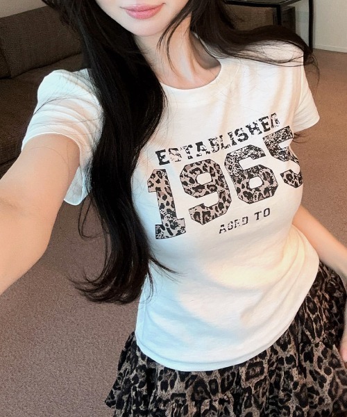Riff(リフ)の「レオパード柄ナンバープリントTシャツ(Tシャツ/カットソー・レディース・ブラック/ホワイト・FREE)」の6枚目の写真