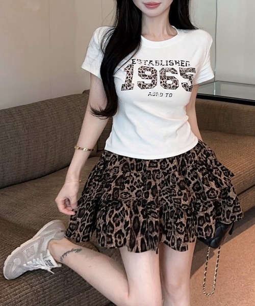 Riff(リフ)の「レオパード柄ナンバープリントTシャツ(Tシャツ/カットソー・レディース・ブラック/ホワイト・FREE)」の7枚目の写真