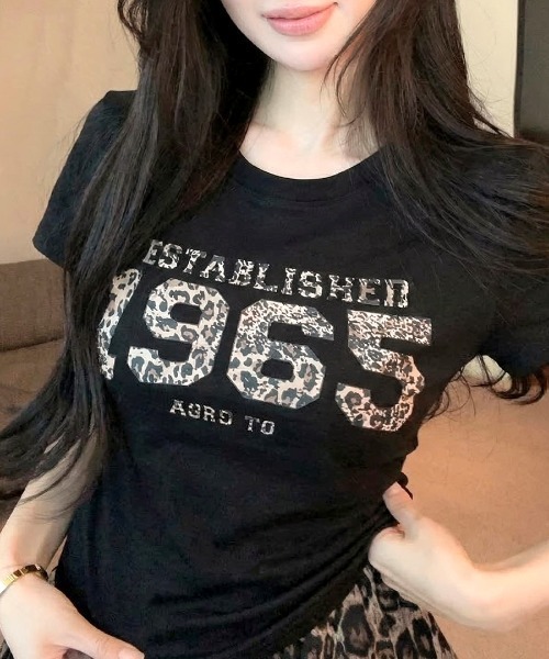 Riff(リフ)の「レオパード柄ナンバープリントTシャツ(Tシャツ/カットソー・レディース・ブラック/ホワイト・FREE)」の9枚目の写真