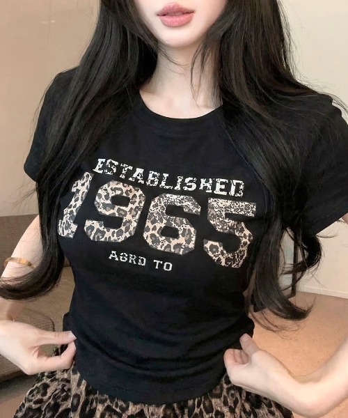 Riff(リフ)の「レオパード柄ナンバープリントTシャツ(Tシャツ/カットソー・レディース・ブラック/ホワイト・FREE)」の10枚目の写真