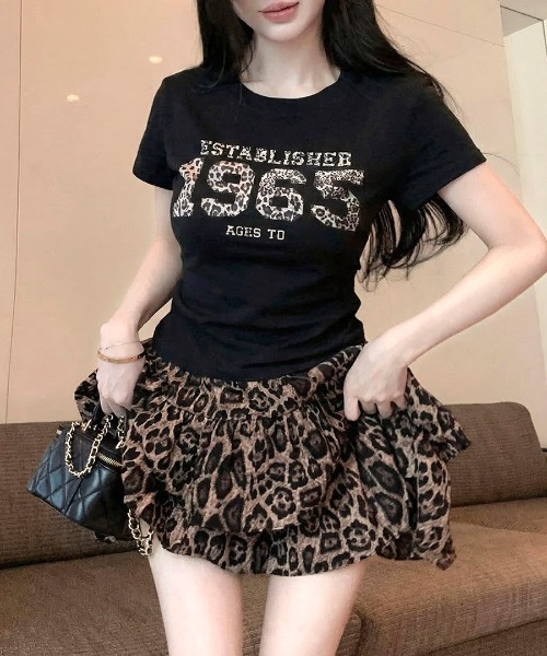 Riff(リフ)の「レオパード柄ナンバープリントTシャツ(Tシャツ/カットソー・レディース・ブラック/ホワイト・FREE)」の11枚目の写真