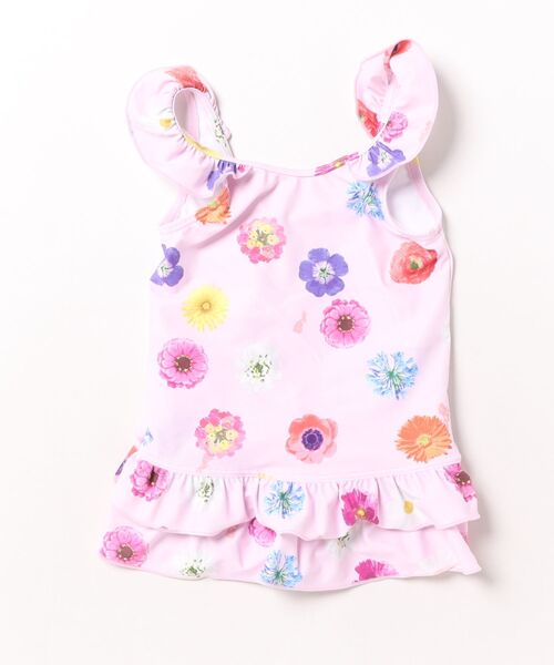 HAKKA KIDS（ハッカキッズ）の「フラワーMIX／チェックフラワープリントスイムワンピース（UVカット）（水着・キッズ・サックスブルー/ピンク・S/M）」の9枚目の写真