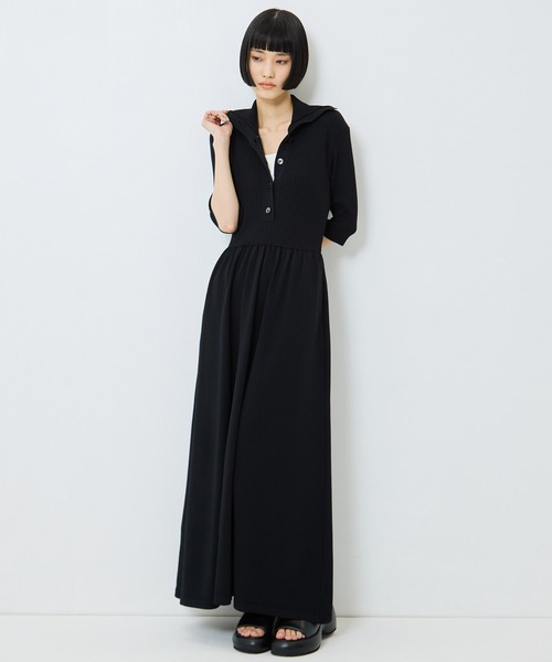 STUDIOUS（ステュディオス）の「【STUDIOUS/ステュディオス】Sailor Collar Knit Dress/セイラ―カラーニットドレス/ウォッシャブル（ワンピース・レディース・サックスブルー/ブラック・2/1）」の4枚目の写真
