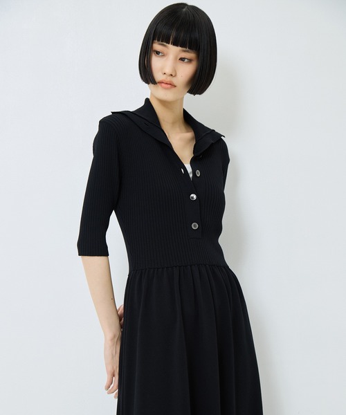 STUDIOUS（ステュディオス）の「【STUDIOUS/ステュディオス】Sailor Collar Knit Dress/セイラ―カラーニットドレス/ウォッシャブル（ワンピース・レディース・サックスブルー/ブラック・2/1）」の5枚目の写真