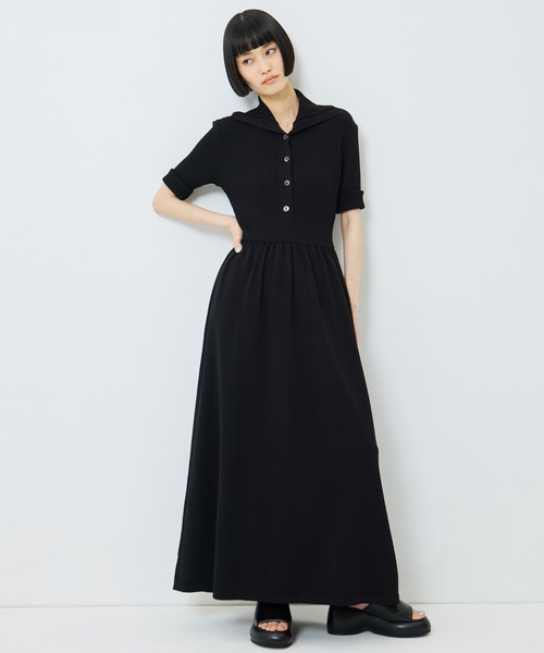 STUDIOUS（ステュディオス）の「【STUDIOUS/ステュディオス】Sailor Collar Knit Dress/セイラ―カラーニットドレス/ウォッシャブル（ワンピース・レディース・サックスブルー/ブラック・2/1）」の6枚目の写真