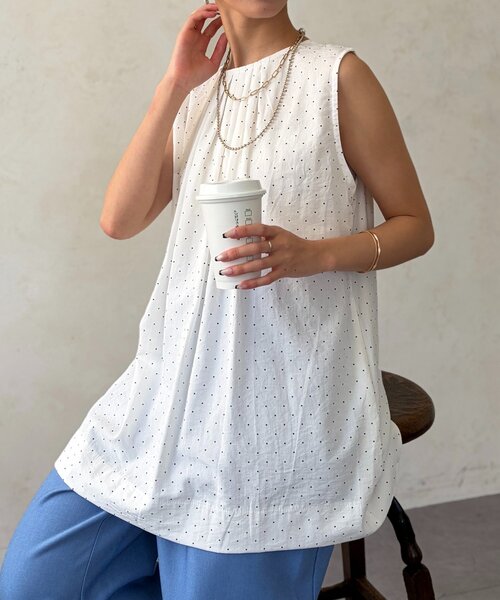 Chez toi(シェトワ)の「前後2WAYギャザーブラウス(シャツ/ブラウス・レディース・ブルー/ネイビー/ホワイト系その他・FREE)」の13枚目の写真