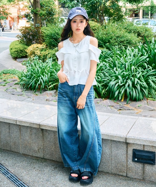 LOVETOXIC（ラブトキシック）の「【LTXC/接触冷感】バルーンデニムパンツ（デニムパンツ・キッズ・ブルー/グレー/サックスブルー・S:140cm/L:160cm/M:150cm/130cm）」の4枚目の写真