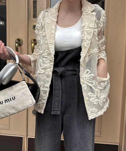WILLFULLY(ウィルフリー)の「cord embroidery mesh lace shirt JK(その他アウター・レディース・ブラック/タン/アイボリー・FREE)」の19枚目の写真