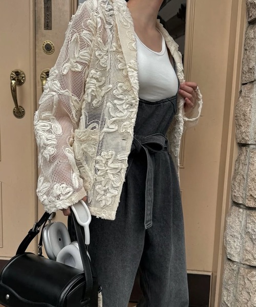 WILLFULLY(ウィルフリー)の「cord embroidery mesh lace shirt JK(その他アウター・レディース・ブラック/タン/アイボリー・FREE)」の7枚目の写真