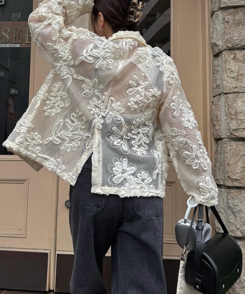 WILLFULLY(ウィルフリー)の「cord embroidery mesh lace shirt JK(その他アウター・レディース・ブラック/タン/アイボリー・FREE)」の8枚目の写真