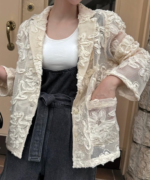 WILLFULLY(ウィルフリー)の「cord embroidery mesh lace shirt JK(その他アウター・レディース・ブラック/タン/アイボリー・FREE)」の10枚目の写真