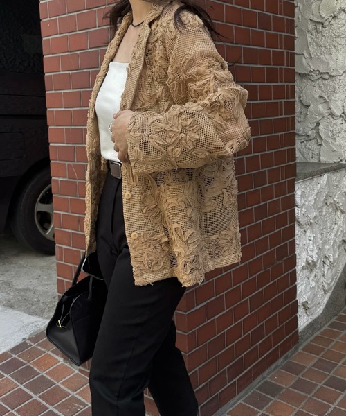 WILLFULLY(ウィルフリー)の「cord embroidery mesh lace shirt JK(その他アウター・レディース・ブラック/タン/アイボリー・FREE)」の11枚目の写真