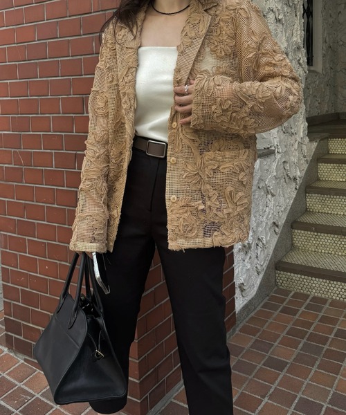 WILLFULLY(ウィルフリー)の「cord embroidery mesh lace shirt JK(その他アウター・レディース・ブラック/タン/アイボリー・FREE)」の12枚目の写真