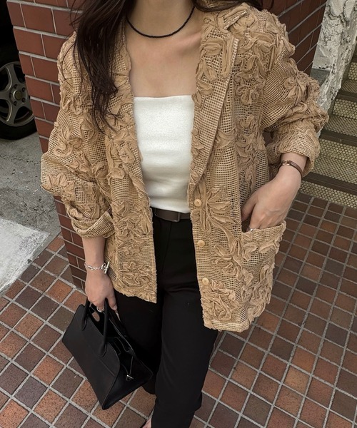 WILLFULLY(ウィルフリー)の「cord embroidery mesh lace shirt JK(その他アウター・レディース・ブラック/タン/アイボリー・FREE)」の14枚目の写真