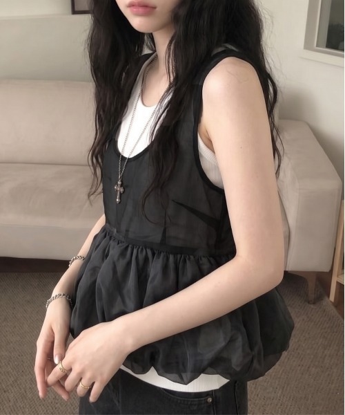 lulufa(ルルファ)の「バックリボンシアーバルーンアウトキャミソール(キャミソール・レディース・ブラック/ベージュ/アイボリー・FREE)」の19枚目の写真