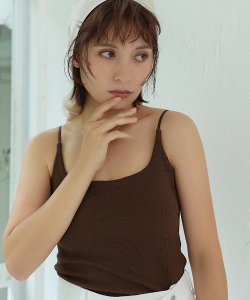Nulli(ヌリ)の「バックレースキャミソール(キャミソール・レディース・アイボリー/ブラウン・FREE)」の3枚目の写真