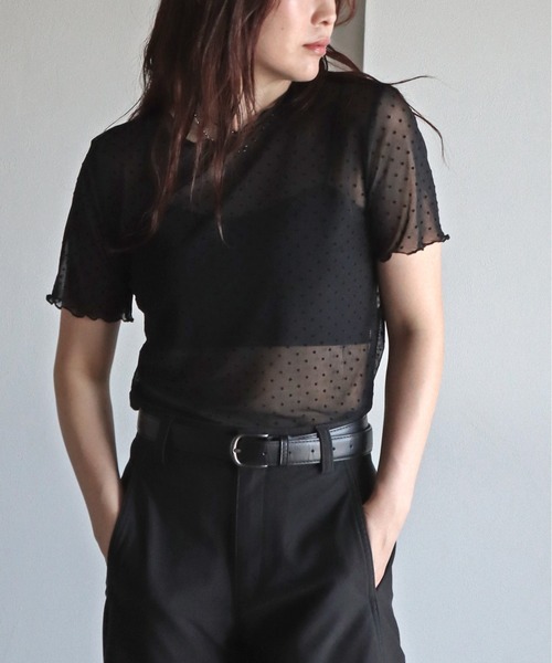 COURO(コウロ)の「ドットチュールシアートップス(Tシャツ/カットソー・レディース・オフホワイト/ブラック・M)」の8枚目の写真