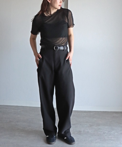 COURO(コウロ)の「ドットチュールシアートップス(Tシャツ/カットソー・レディース・オフホワイト/ブラック・M)」の10枚目の写真